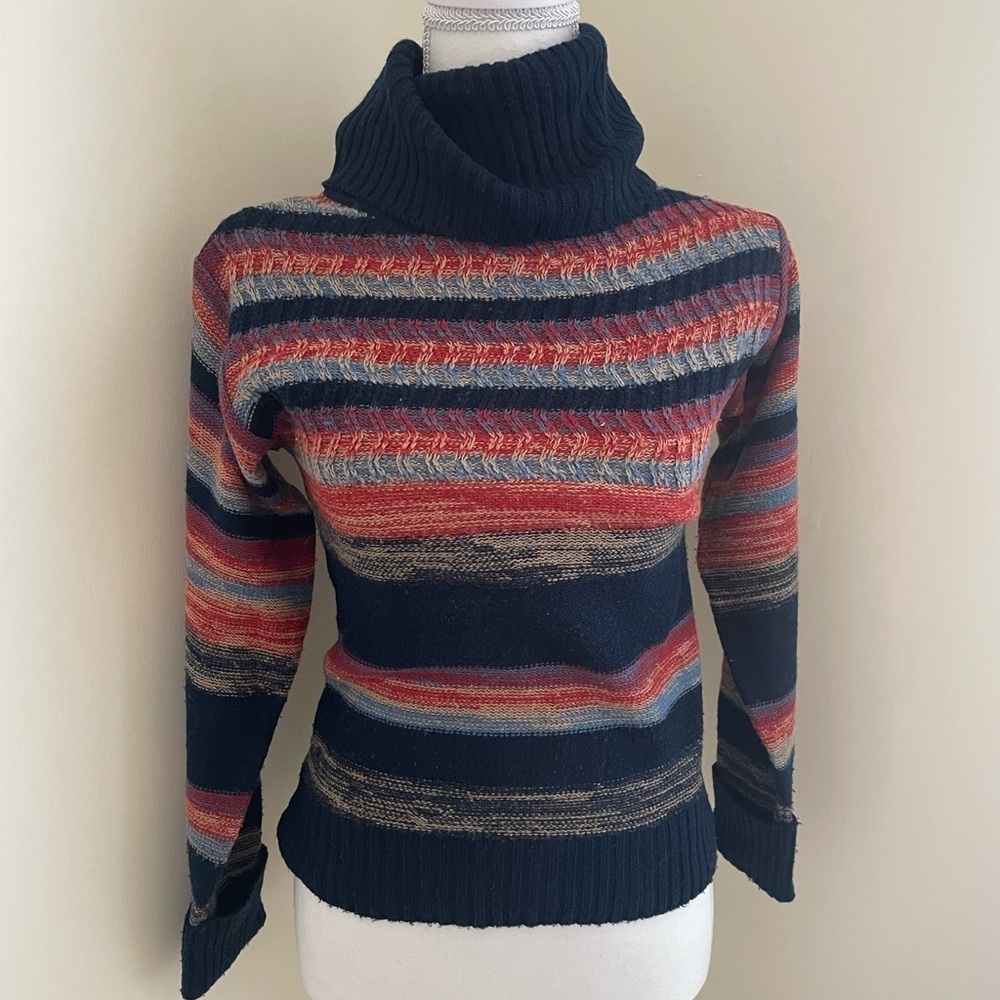 CollAge Striped Sweater With Cowl Neckline. Cabin Core Y2K